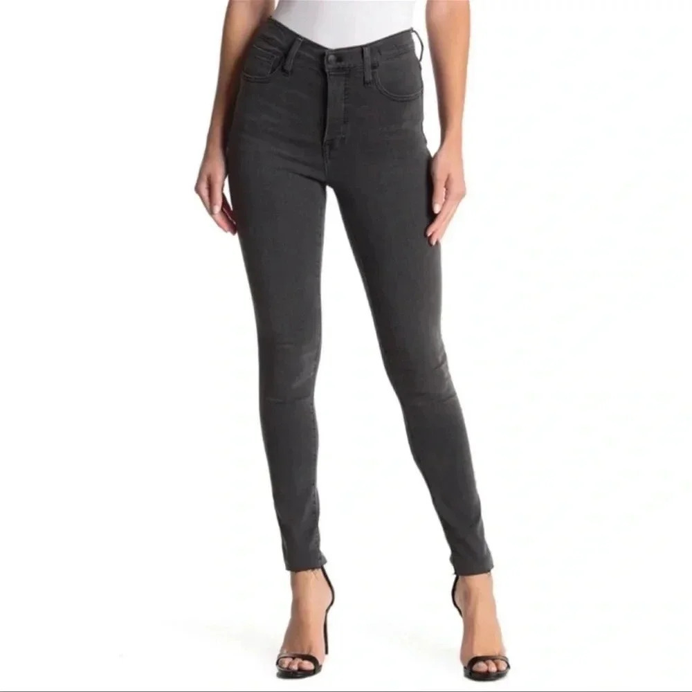 Madewell 10” High-Rise Skinny Grey Wash With Raw Hem Size 27